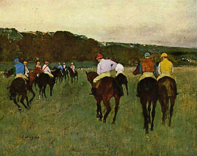 Edgar Degas Horseracing in Longchamps Norge oil painting art